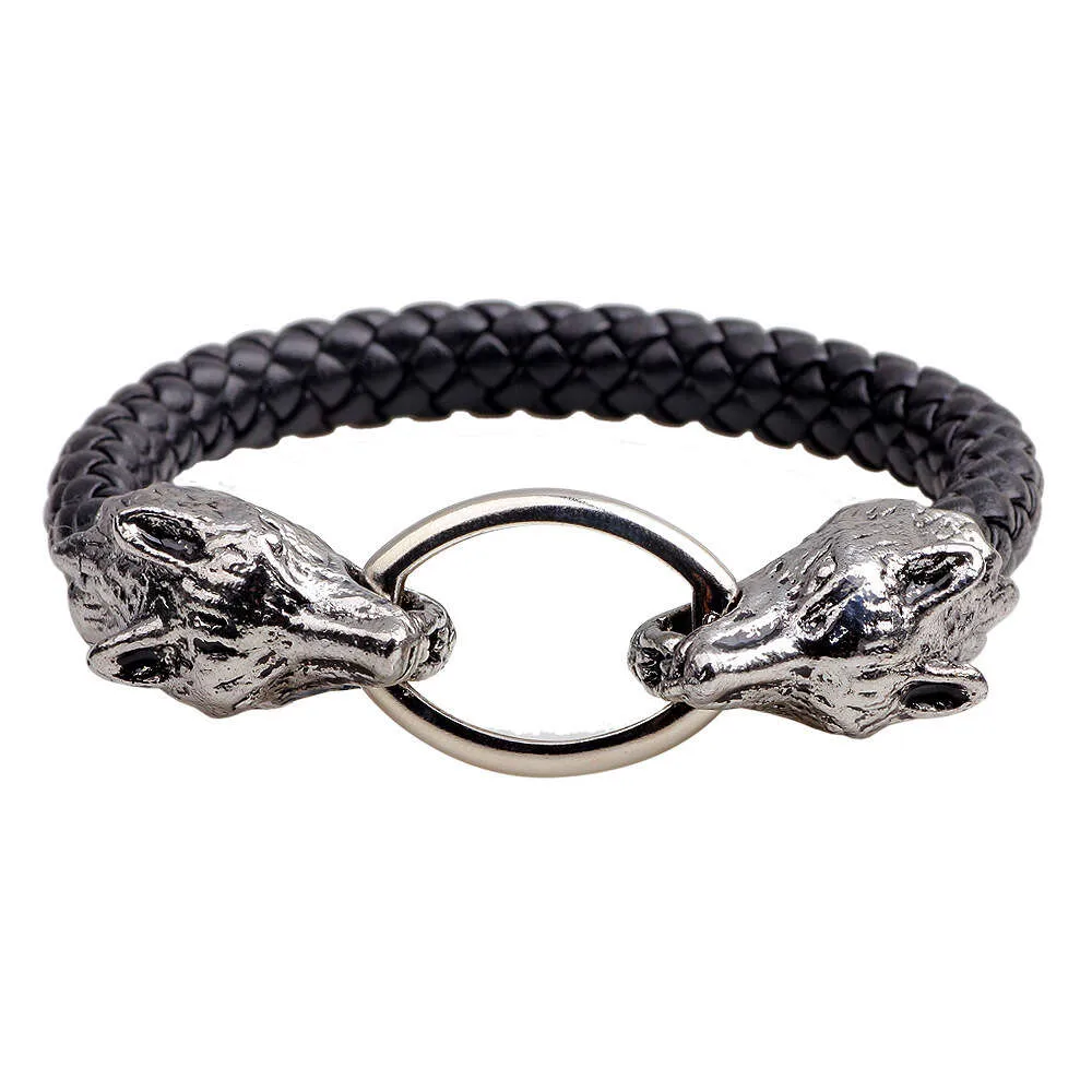 Bracelet pour hommes de loup à double tête