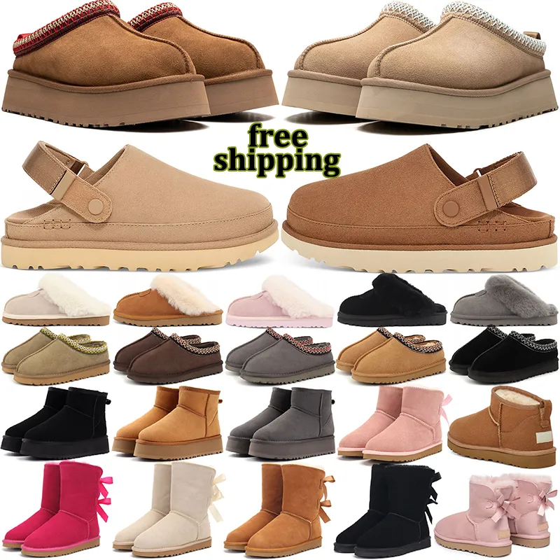 Slippers Women Designer Fur Slides Winter Fashion Womens Platform Boots Mens Classic Booties Snow Warm Shoes Chestnut Black Bowtie Sandal From 18 69 DHgate