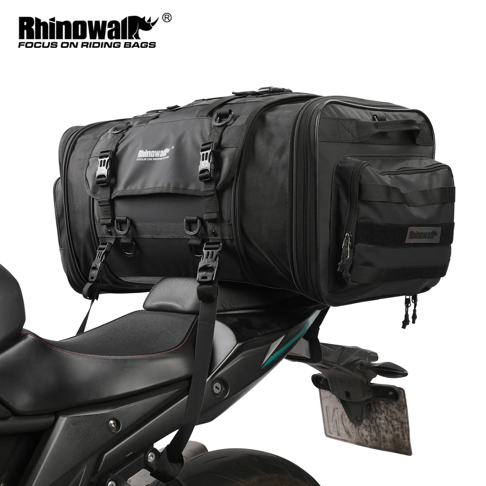 Rhinowalk 40-60L Motorradbeutel wasserdichtes PVC Motorrad-Sitzbeutel großer Kapazität Heck-Schwanz-Sattelbeutel im Freien Reise 2023 2023