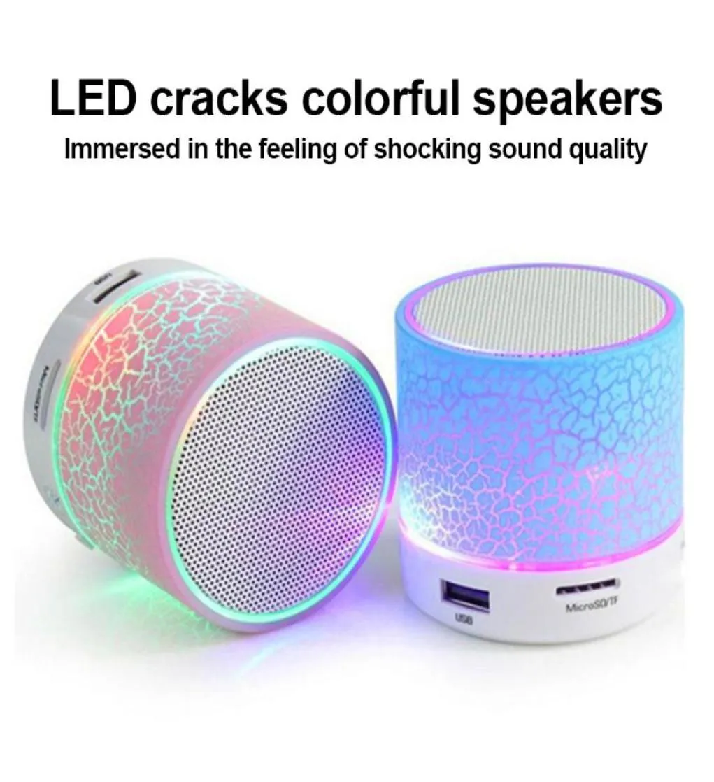 Mini Portable Bluetooth Speaker Wireless Speakers Car o Dazzling Crack 7 LED Lights Subwoofer for PC Laptop MP3 Travel Outdoors Home Office4364691