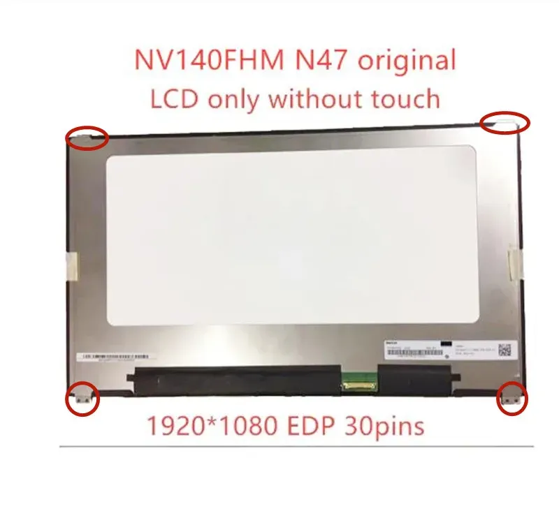 Bildschirm für BOE NV140FHMN47 NV140FHM N47 LCD -Bildschirmmatrix für Laptop 14.0 "FHD 1920x1080 30pin Matt IPS Bildschirm