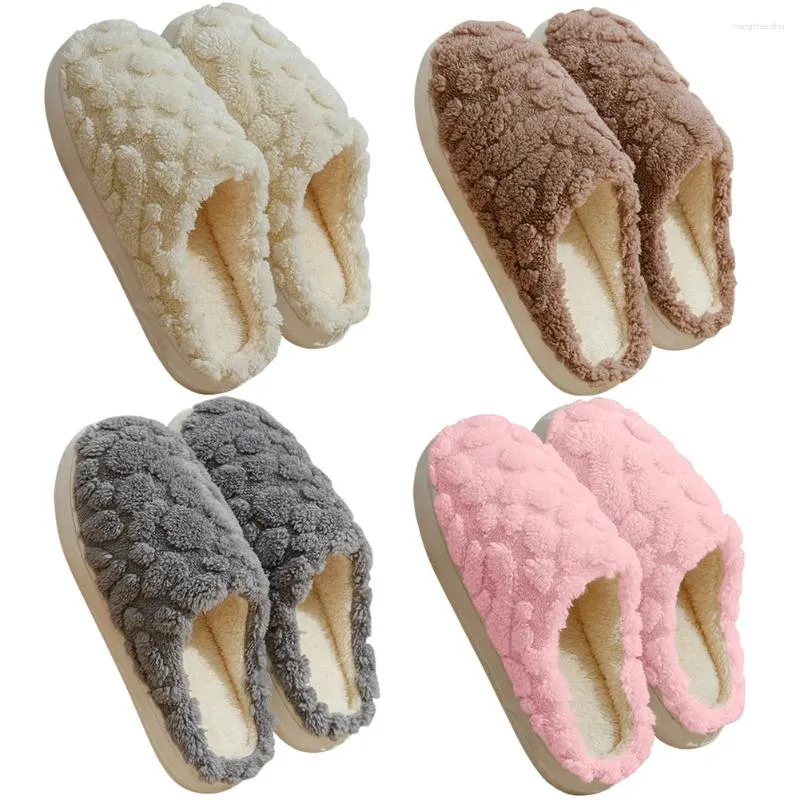 Pantoufles d'hiver en peluche pantoufle unisexe dessin animé chambre en molleton anti-skid semelles molles coton chaussures à la maison intérieure confortable