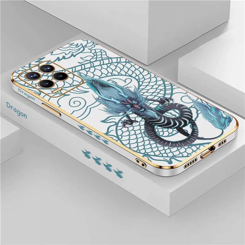 Fashion Dragon Case For  Realme 8 7 6 3 10 9 Pro Plus 8i 9i 5i 5s 6s Shockproof Soft Plating Pattern Cover Capa