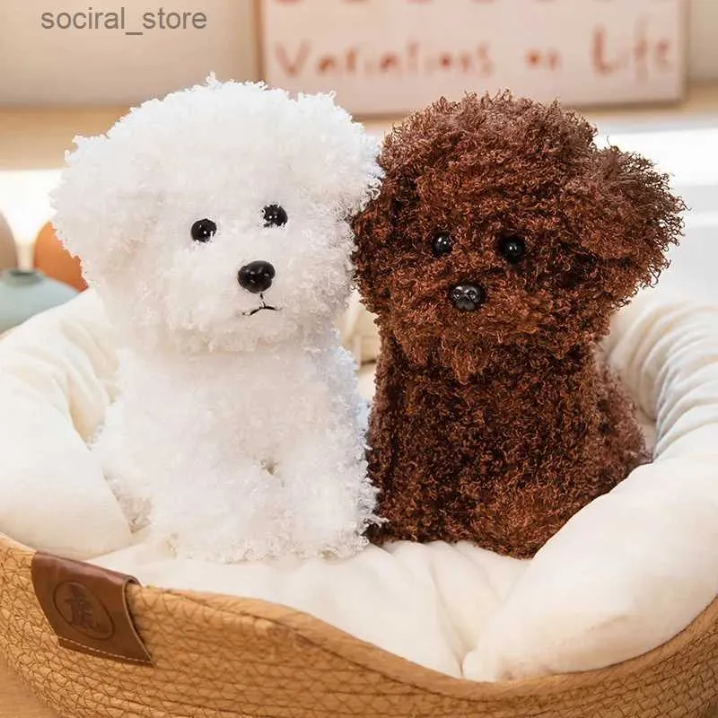 Stuffed Plush Animals Nice Simulation White Brown Teddy Dog Plush Toy Stuffed Soft Kawaii Curly Appease Doll Toys For Kids Girls Birthday Gift L411