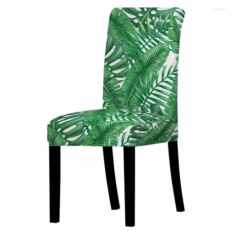 椅子は弾性グリーンリーフプリントダイニングカバールーム装飾椅子スリップカバーホームウェディングデコレーションアクセサリープロテクター