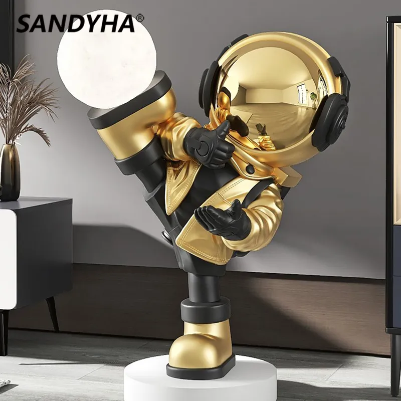 Sandyha Nordic Astronaut Living Room Ornament Floor Lamps Spaceman LEDベッドルームの装飾照明器具のスタンディングテーブルライト