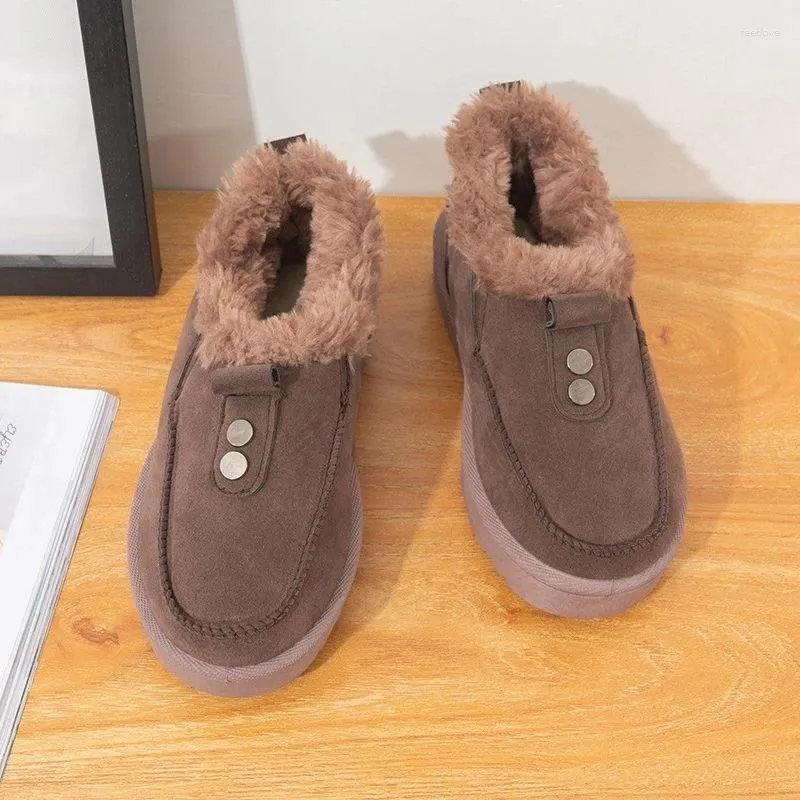 Botas mulheres neve peludo para sapatos quentes deslizam em mulheres preguiçosas confortáveis femininas botas mujer 2024