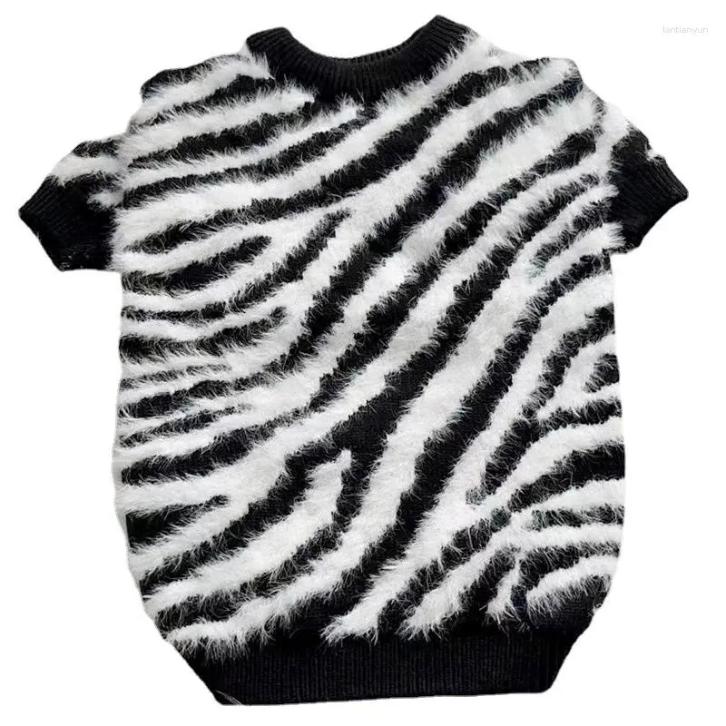 Hundekleidung Zebra Haustier Herbst Winter verdickt warmem Nerzfleece -Strickpullover für Katzen Teddy Bichon Pomerian Outfits
