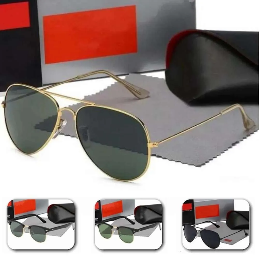 Hoge kwaliteit Designer Zonnebrillen Men Vrouwen klassieke zonnebril Aviator Model Lenzen Dubbele brugontwerp Geschikte mode Beach Driving Vissen brillen