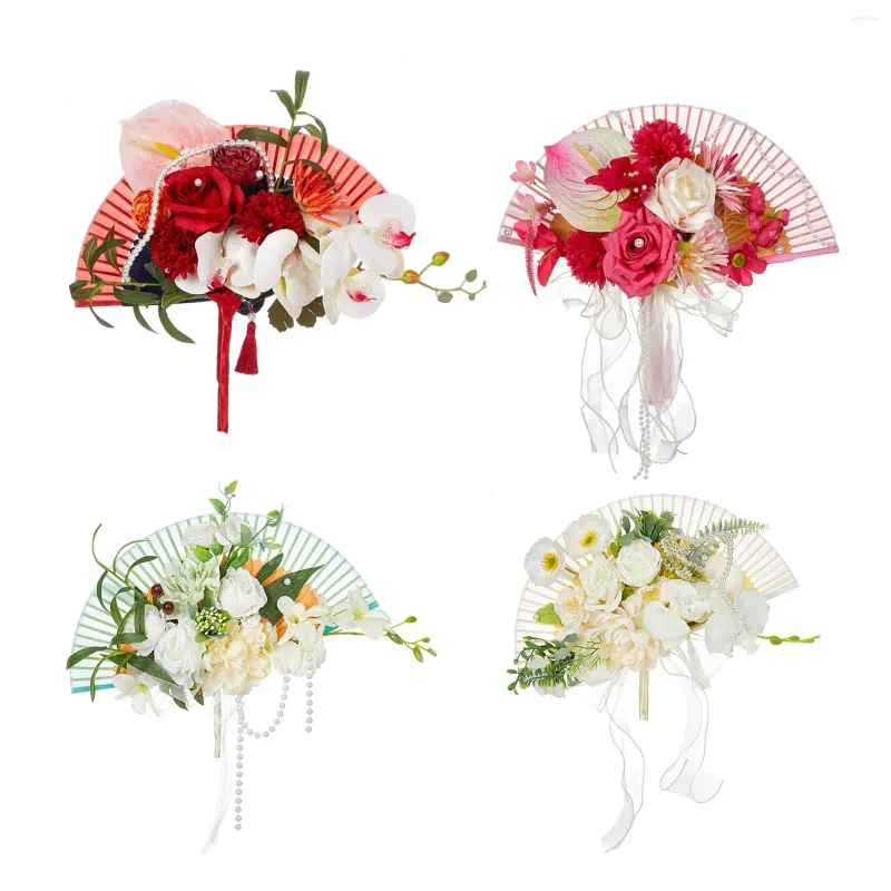 Fleurs décoratives de mariage Bouquet de mariée Bouquet Bridesmaid Fan Spoting pour la Saint-Valentin Douche à la maison