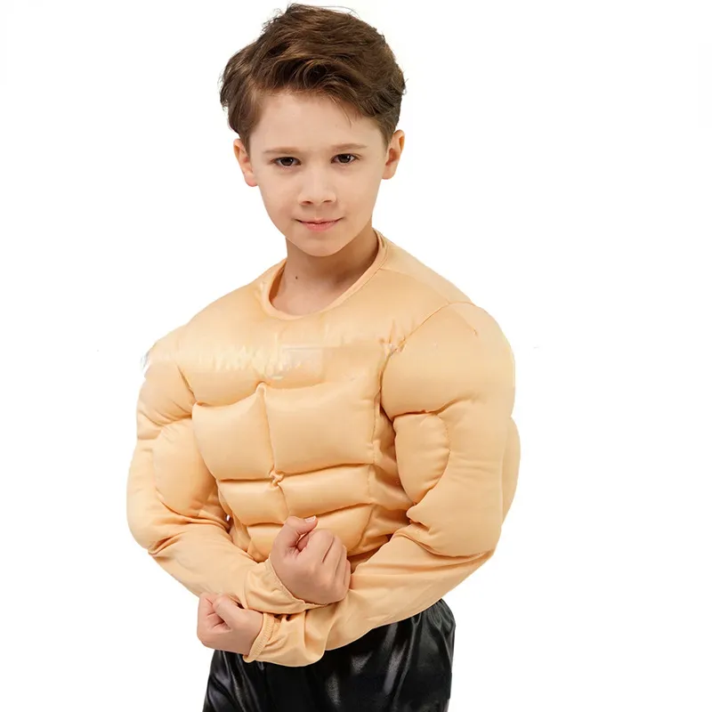 Enfant homme faux t-shirts muscle t-shirts éponge pads abs