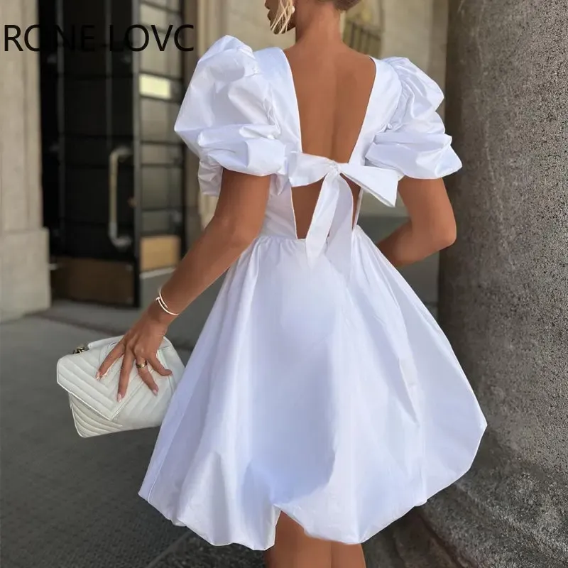 knee length dresses for ladies Satin Bow Back Pleated Skirt Mini Dress