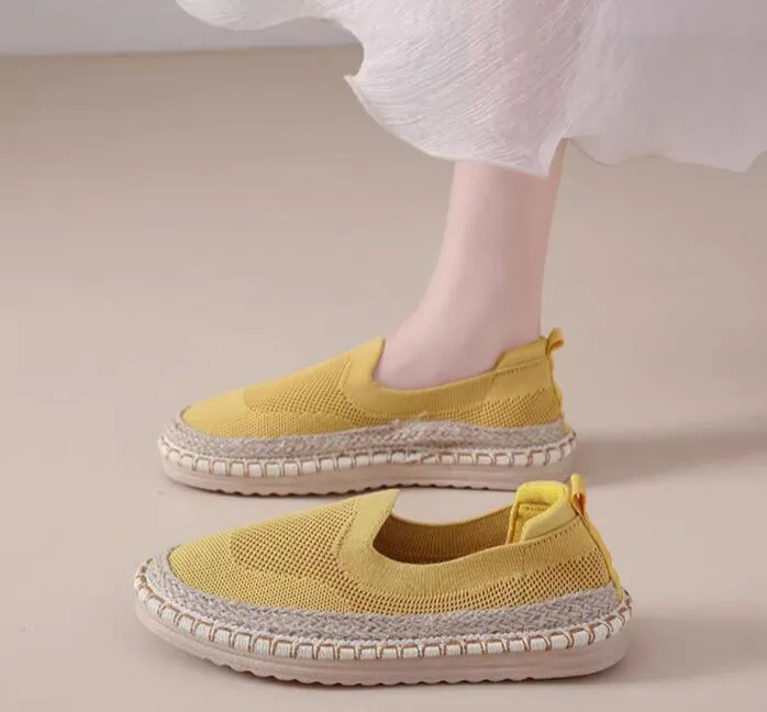 صيف قش شبك الأحذية صياد أحذية النساء مصمم متعدد الاستخدامات أحذية عارضة الكتان متسكعون خفيفة الوزن