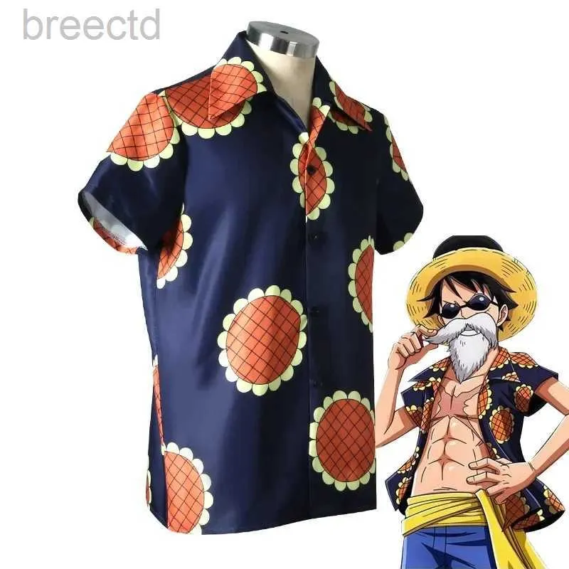 Anime Costumes Ny ankomst One Piece Luffy Cosplay Shirt Summer Daily Wear Stage Performance Halloween Party Costume Unisex Adult 240412