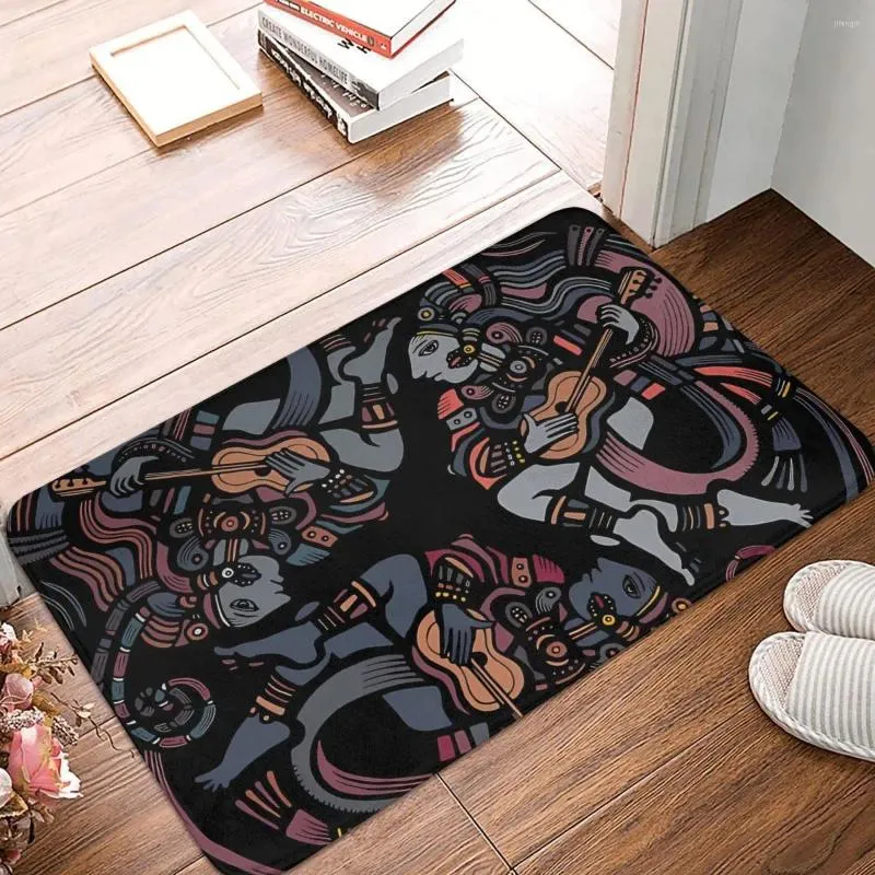 Mattor Aztec Mandala Guitar Anti-Slip Rug Doormat Bath Mat Balkony Mattan Dekorativ