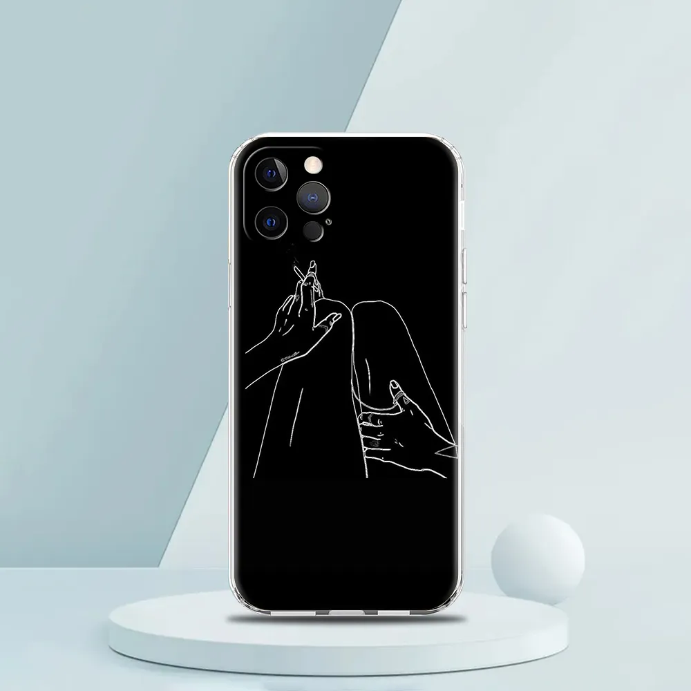 Streszczenie linia seksowna para ciała dla iPhone'a 15 14 13 12 Pro Max Cover miękka dla iPhone'a 11 Pro Max 7 8 Plus XS XR SE2020 Torby