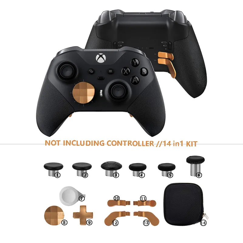 Xbox One Elite Controllerシリーズ2部品修理キットアクセサリ用のメタルDパッドトリガーパドル交換用サムスティック