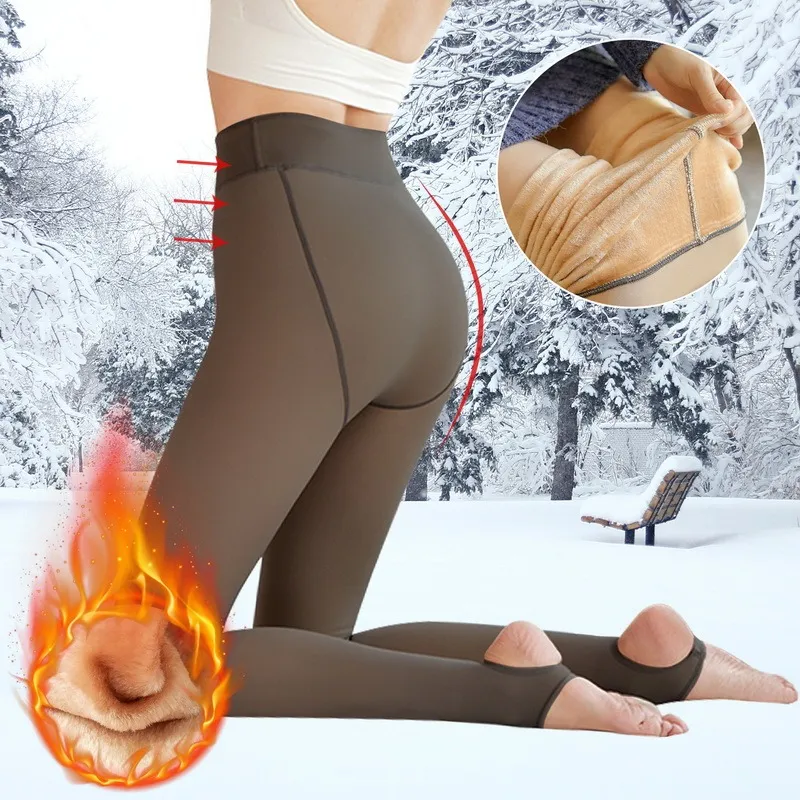 Women's Winter Fleece Lined Thermal Tights – Thick, Warm, Full Foot, With Tags 3 thumbnail image