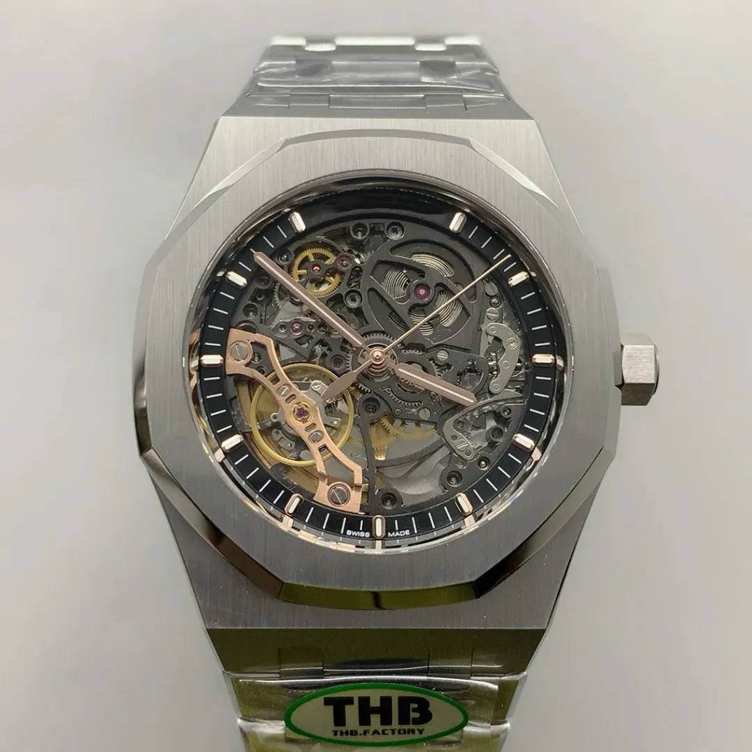 SuperClone THB Factory 41mm Mens Automatic Mechanical Skeleton