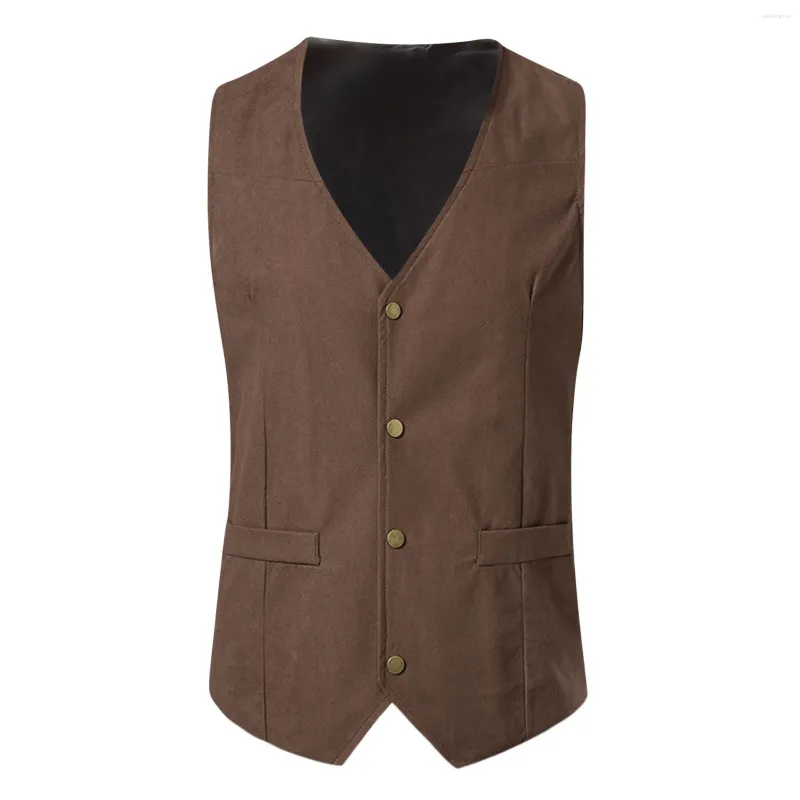 Mäns västar män medeltida kläder retro herrar solid färg kort väst halloween kostym 2024 varumärke steampunk vintage waistcoat