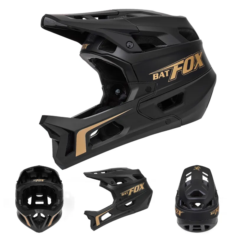 Toplu BATFOX Helmet Cycling Mtb Full Face Bicycle Helmet Downhill Off Road  Mountain Bike Outdoor Sports Cycling DH Fullface Helmet Alımlarında Büyük 