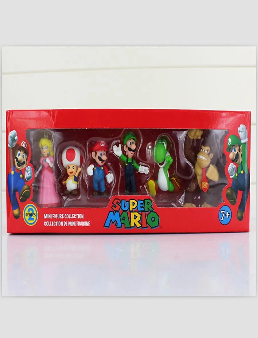 Super Bros Luigi donkey kong peach Action Figures 6pcs/set yoshi figure Gift1923749