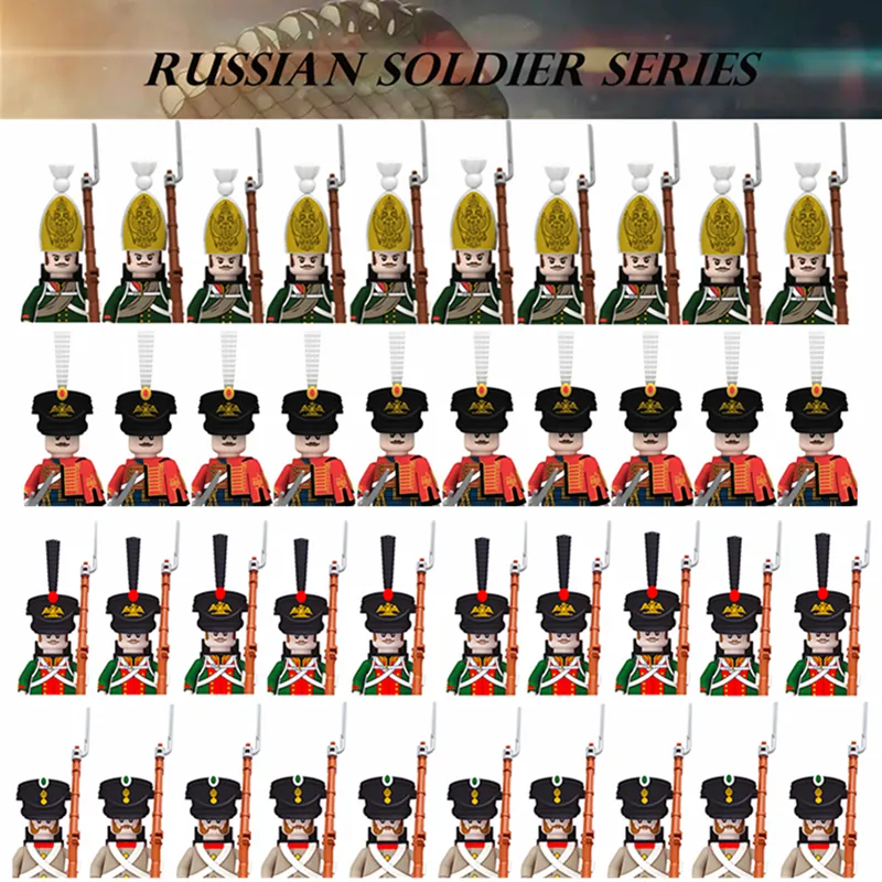 Nieuwe stijl Kids Toys Bouwstenen Bouwstenen Militaire Russische serie Soldaten Figuren Infanterie Army Senior officier Sword Gun Wapens MOC