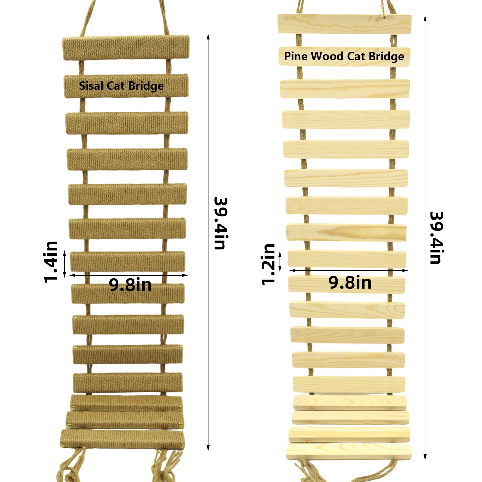 Solid Wood Cat Bridge Cats Wall Climbing Ladder Natural Pine Sisal Rope Cat Scratcher Kitten Klättrar Hyllor Pet Cat Products