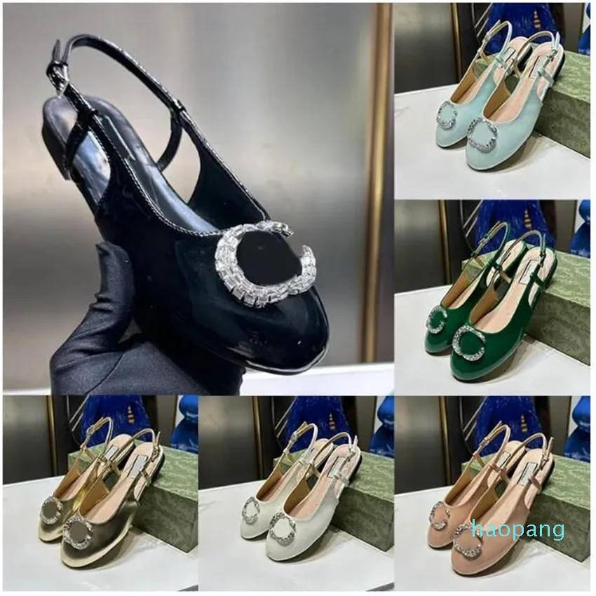 15a Dress Ballerina Ballet Flats Rhinestone Designer Women Mary Jane Baotou Sandalen Patent Leer luxe Luxe Single Comfort Loafers Slides Round Girls Shoes 01