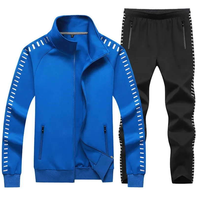 Contracte de parcours décontractés pour hommes à manches longues Jogging Jogging Running Cost Sweins Sweins Sweet Track Vestes + Pantalon Pantalon 2 pièces Sports de basket-ball