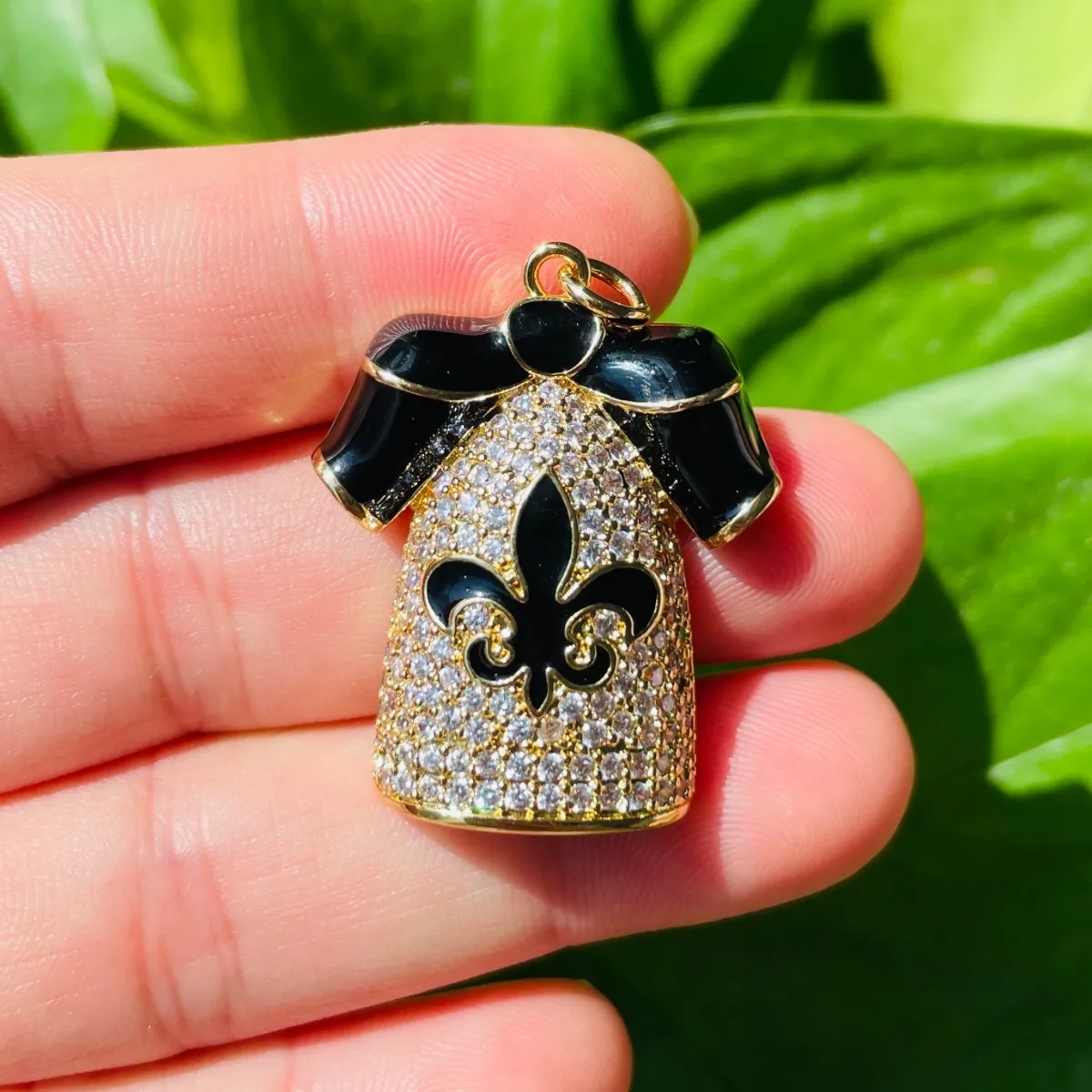 5pcs Zirconia Micro Pave Fleur De Lis American Football Uniform Suit Charm Jersey Pendant Women Bracelet Necklace Jewelry Making