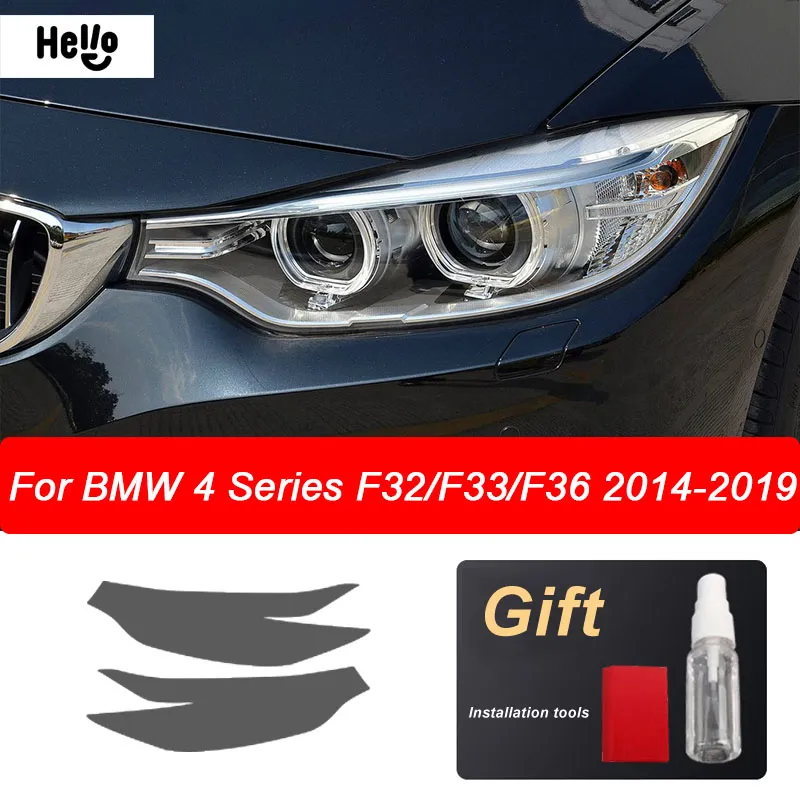 Smoked Black TPU cute stickers for BMW Car Headlight - F30