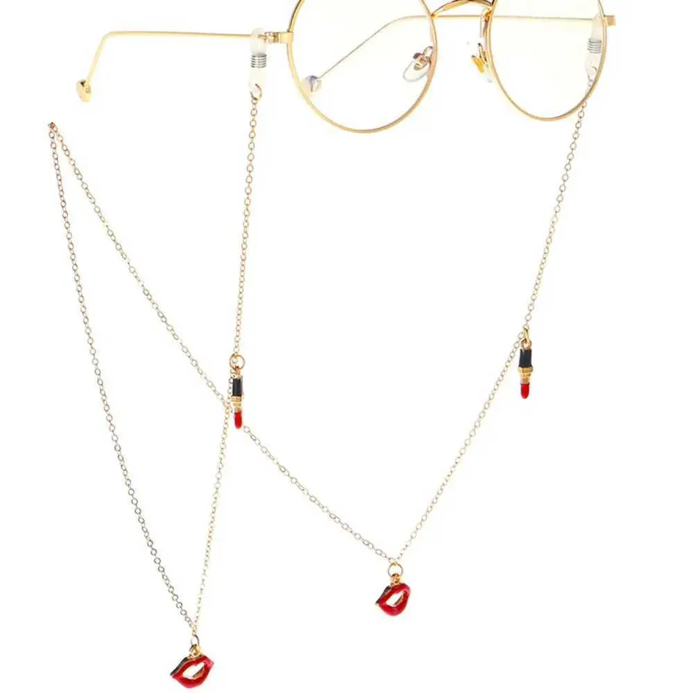 سلاسل النظارات أزياء الشفاه الزخرفية للنساء نظارات النحاس نظارات السلسلة