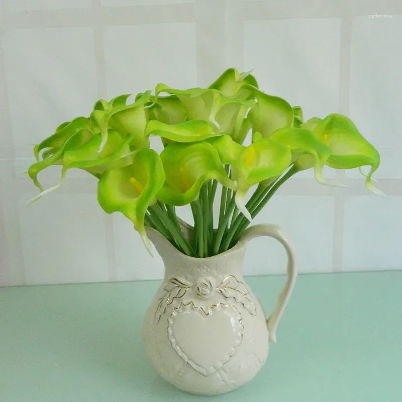 Fleurs décoratives 10pcs simulation pu calla lily décoration artificielle de mariage pour la maison décorations de fête accessoires faux