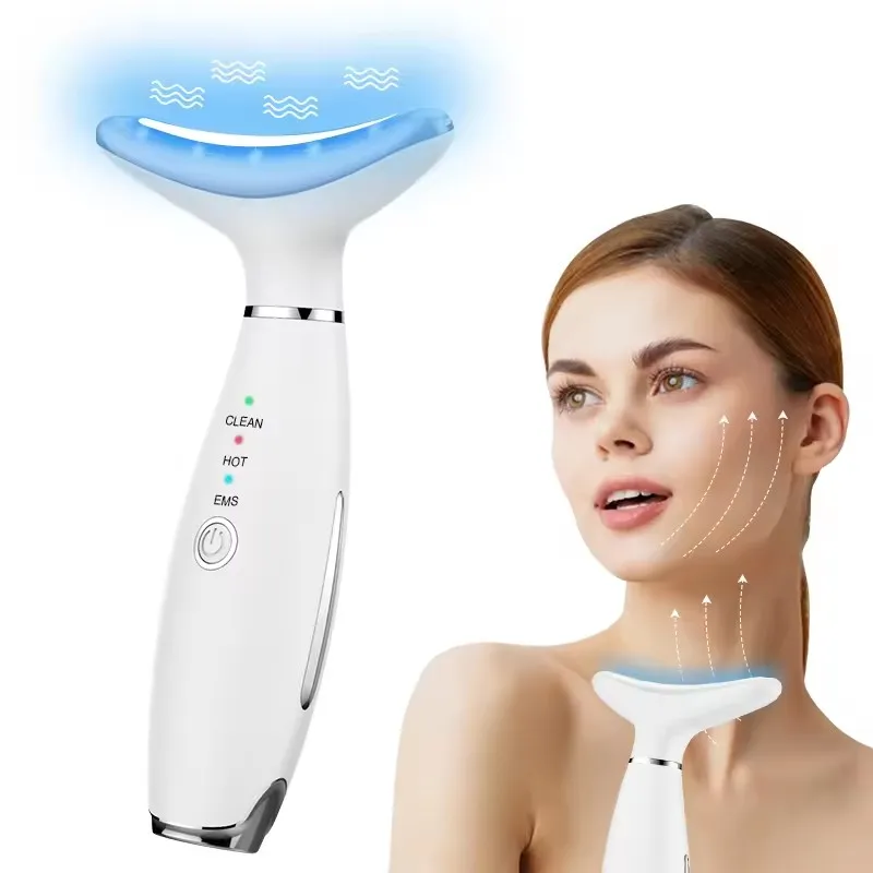Neck Tightening Massager EMS Anti-aging Rejuvenation Facial Skin Care LED Light Neck Lifting Portable Beauty Tools Device