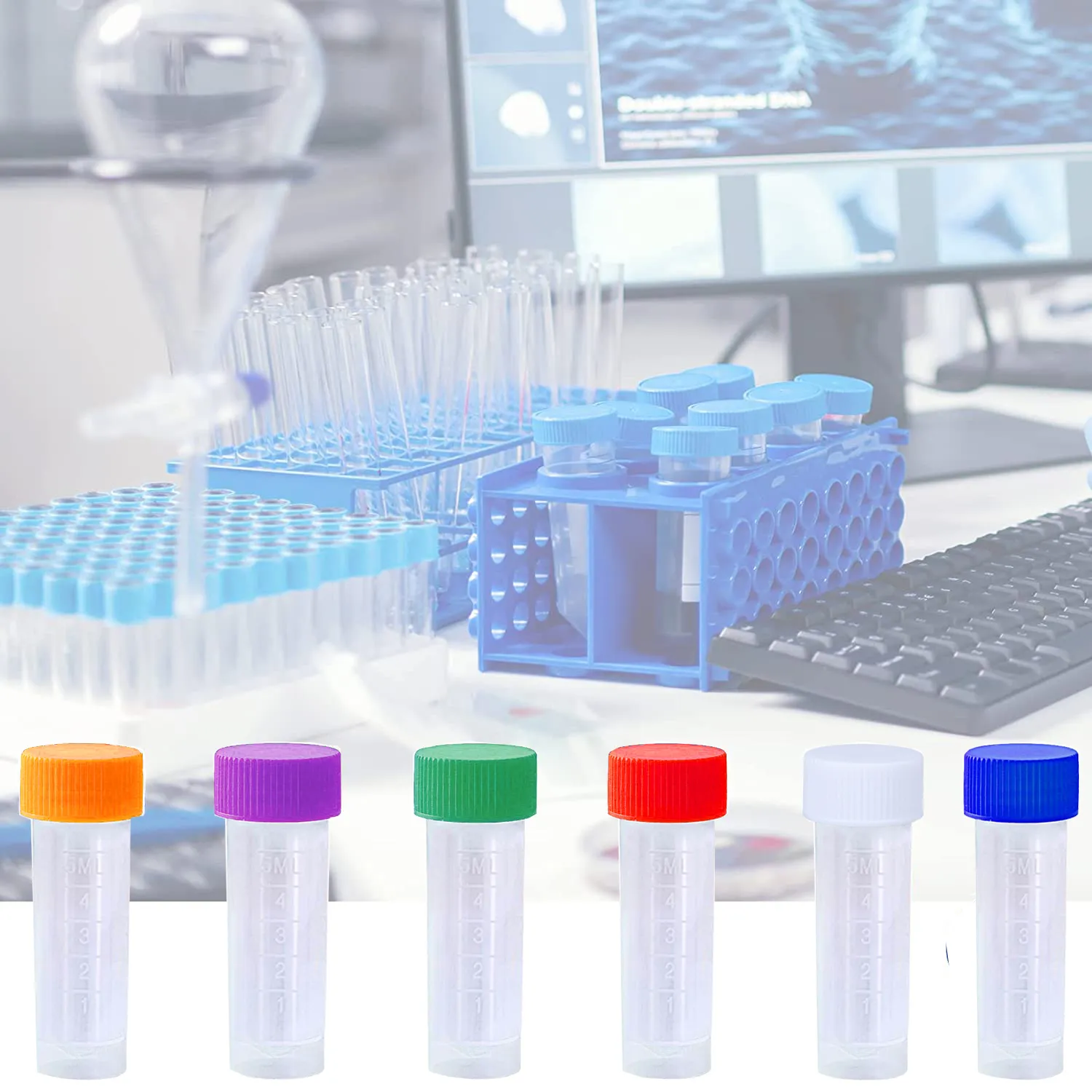 50/100 st 1-10 ml Lab plastfrostteströr med mössa, graderade märken centrifugrör kjolade koniska botten för lagring