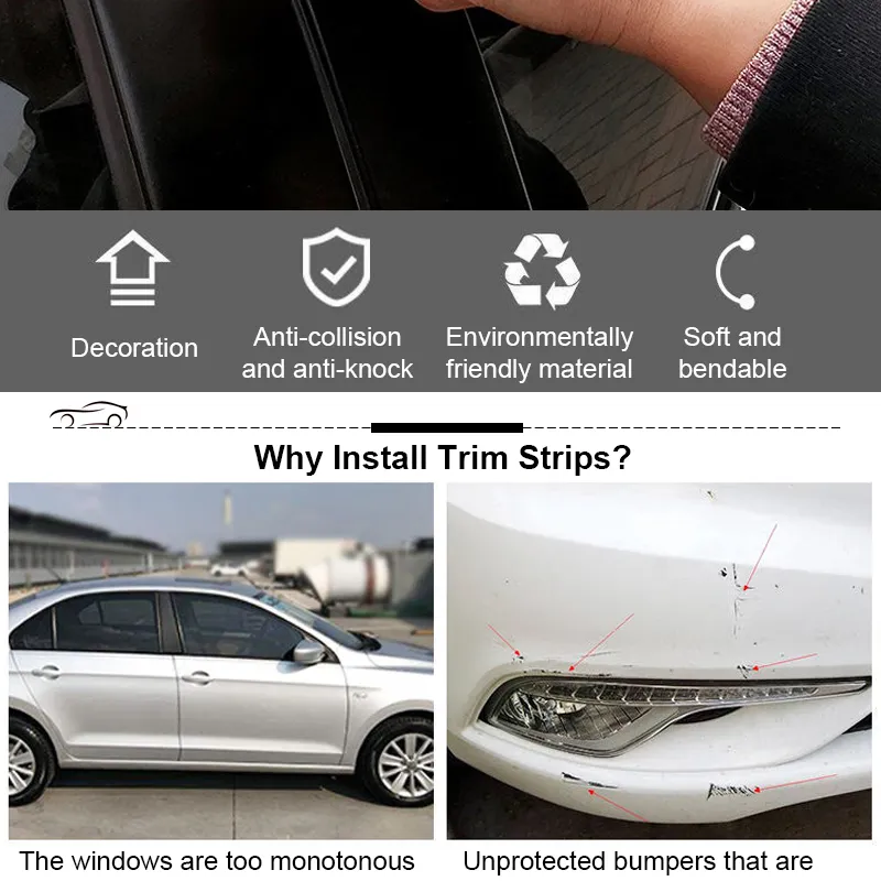 Auto Chrome Decorative Strips Trim Stickers Car Interior Exterior ...