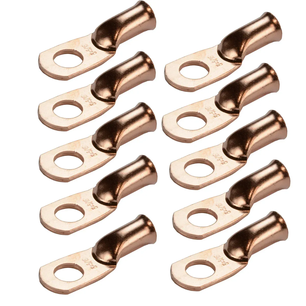 25/10/6 / 2pcs 3/8 "5/16" 1/4 "Tour à anneau de fil Bare Copper 6 Connecteurs de jauge AWG