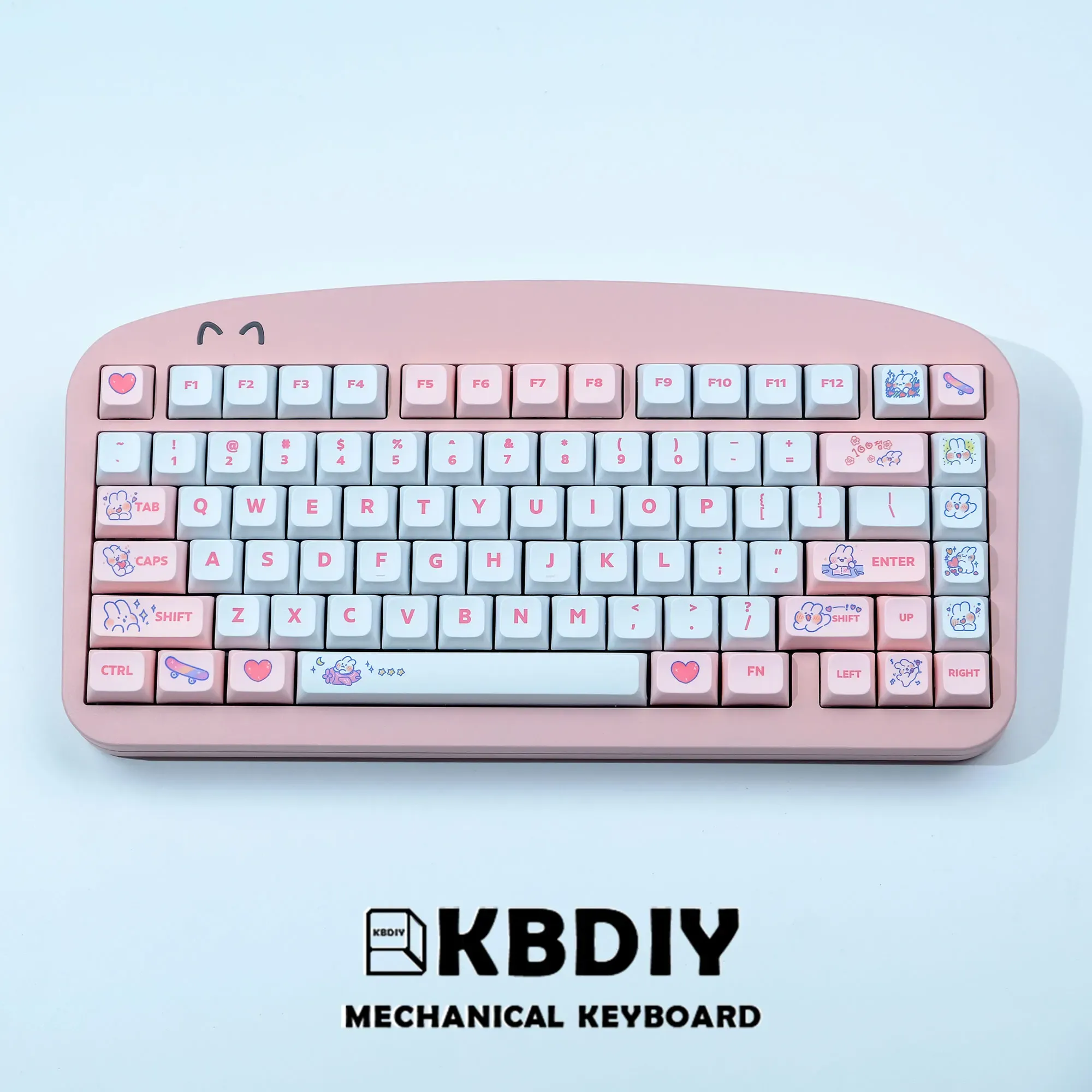 Accessoires kbdiy 129 clés pbt mignon clés roses de lapin à vapeur pour le clavier de jeu mécanique personnalisé MX Switche Syesub xda Profile Clé Cap