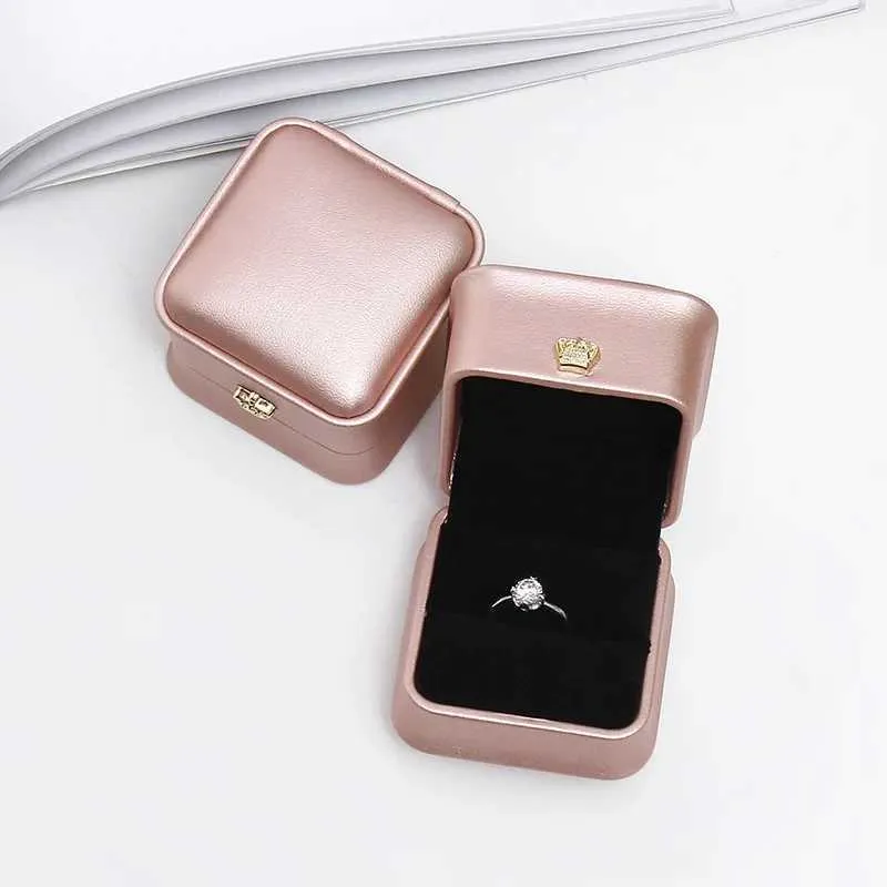 Jewelry Boxes High quality Pu leather jewelry manager storage box ring box earring gift packaging display box for wedding engagement 1 piece