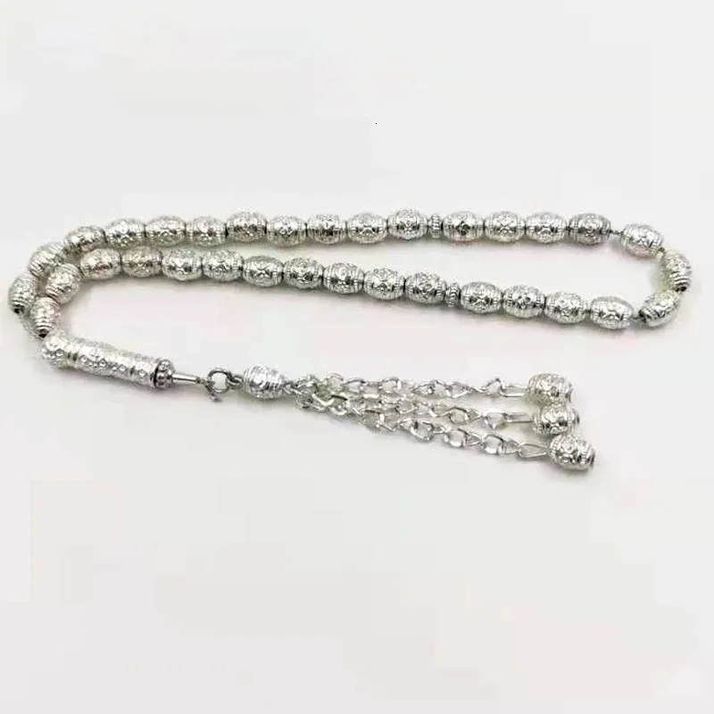Tasbih Men Metal Silvers Color Muslim Accessoires Rozenkrans 33 Paryer kralen Bracelet Islamitische Gift Turkse stijl Sieraden bij Hand240403