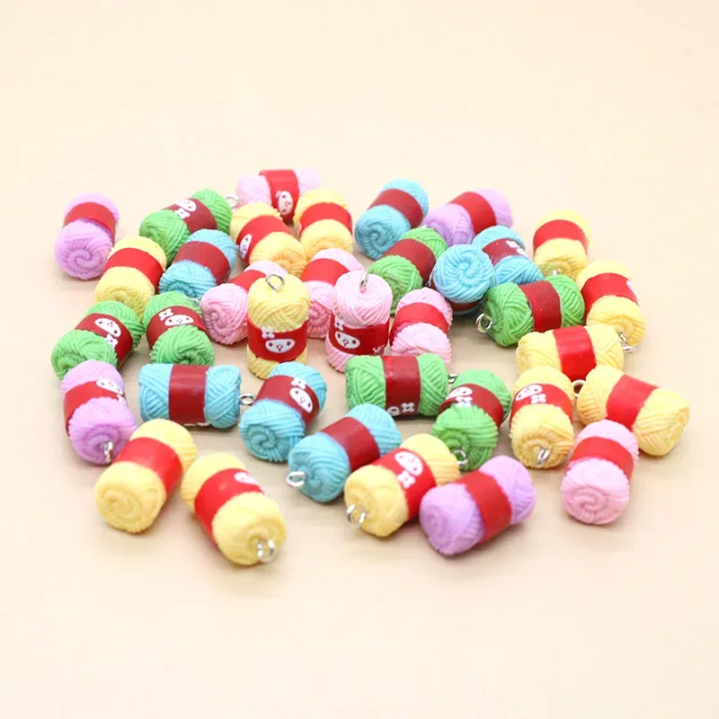 Wholesale 100pcs/lot Mix Resin Charms Bulk Miniature Knitting Wool Ball Cute Earring Pendant Findings Diy For Jewelry Making