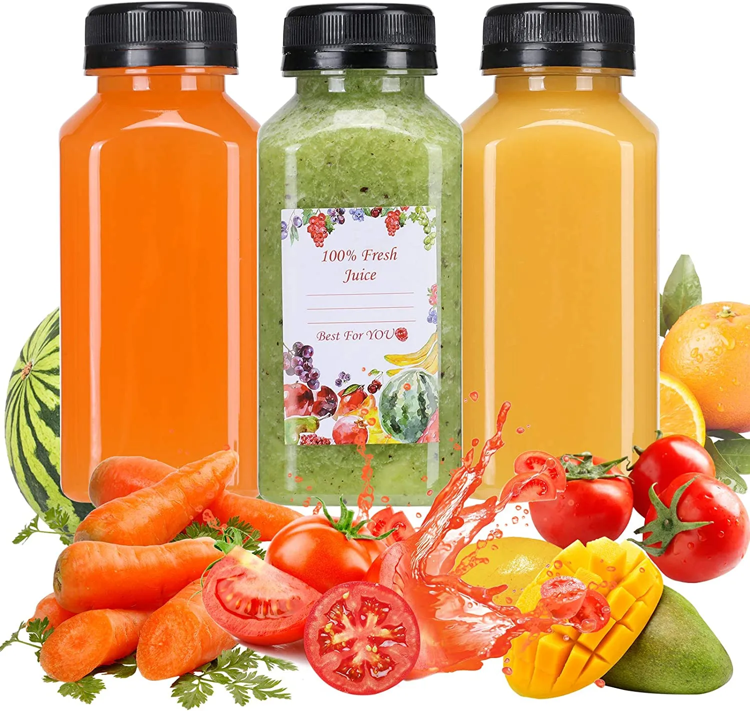 36pcs 4oz Mini Plastic Juice Bottles With Caps, Empty Reable Clear Bulk Beverage Containers For Juice, Milk And Other Beverages | SHEIN A