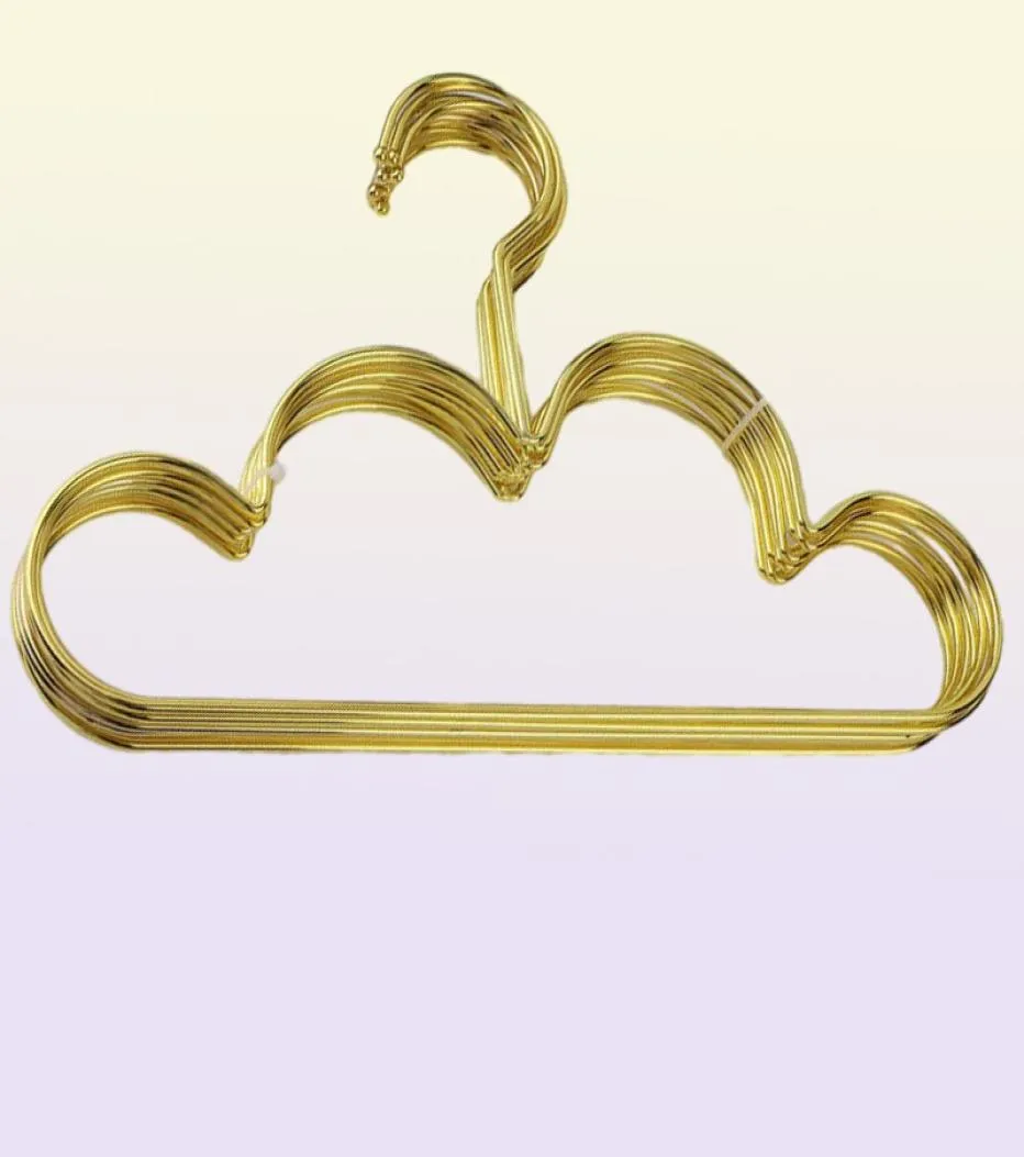 10st. Sätt klädhängare för Baby Kid Gold Non Slip Metal Space Saving Cloud Shape Hanger Cloth Storage Organizer Rack 26222710