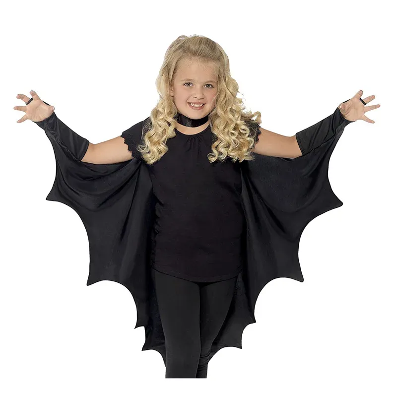 Unisexe Halloween Black Bat Wing Cape Cloak Costume For Kids Child Boys Filles 5-8Y