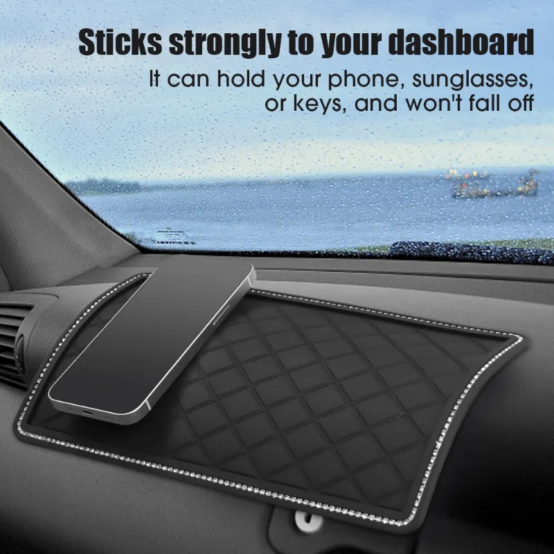 Tapis Antidérapant Tableau De Bord Voiture - Support Téléphone, Lunettes & Clés - 16,8 X 11,5 Cm Ultra Grip Silicone