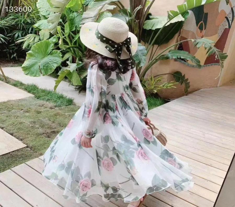 Nouvelle robe de plage d'été mode petite fille fleurs robe pour enfants robe de fête