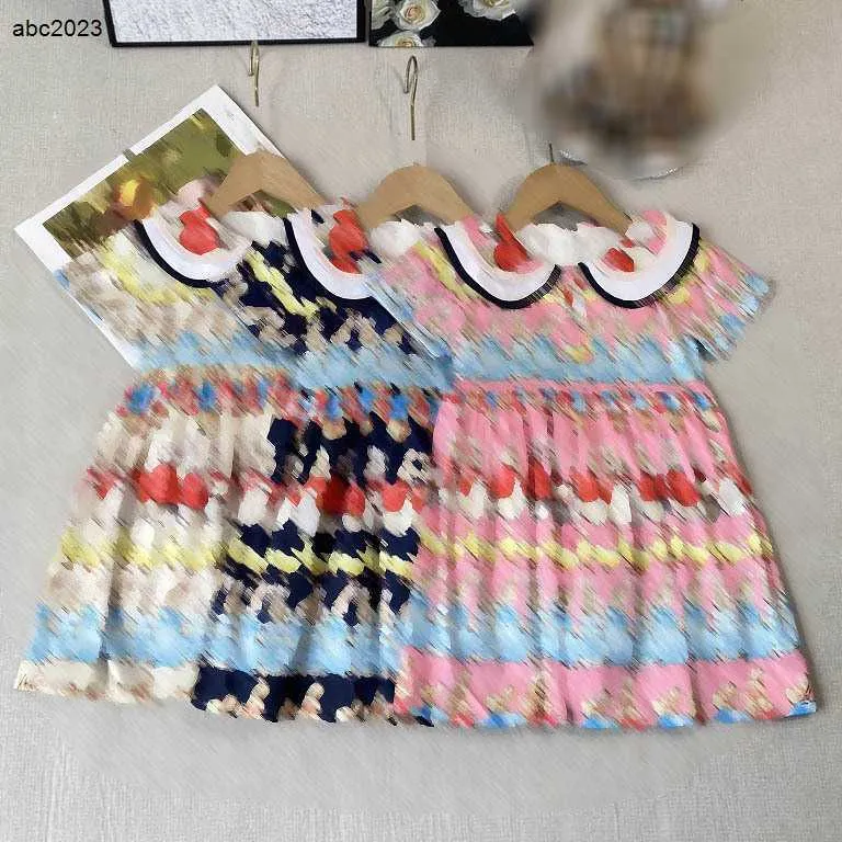Classics Girls Party Dress Designer Designer Abbigliamento taglia 90-140 cm Pattern Rabbit Stampa per bambini Flip Collar Design Abito da principessa 24pril