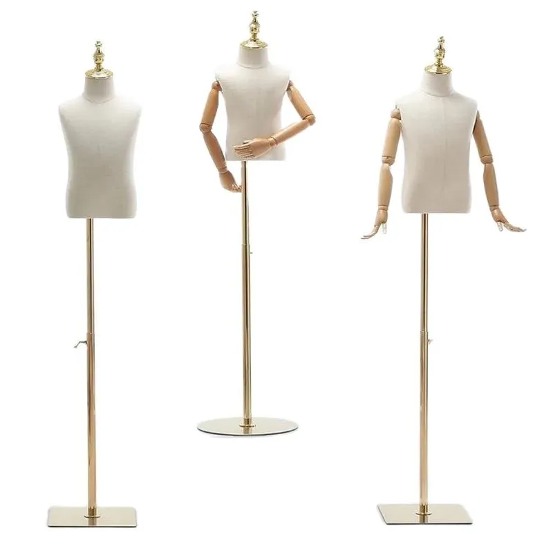 Vrouwelijke kinderdoek mannequin, naaien voor lichaam met handbusto -jurk, schuimpopstandaard, schaaltrui, bustedisplay, 4 jaar, E157