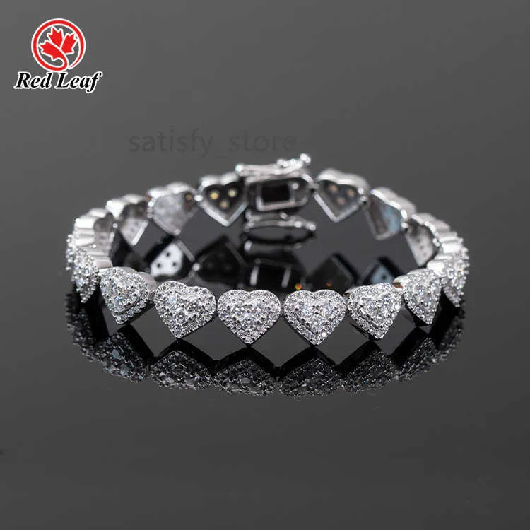 Jóias de hip -hop de vendas a quente Redleaf 8mm 925 Silver Heart Moissanite Diamond Calhas de link cubano colar de pulseira